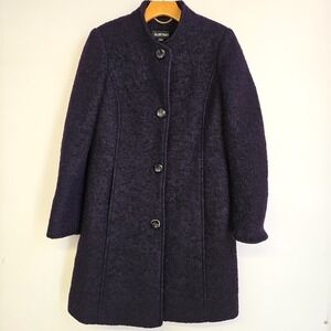 Ellen Tracy Blue Pea Coat Size 4P Wool Classic Preppy Professional Party